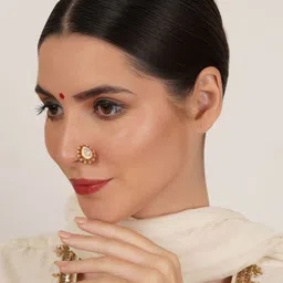 Mali Fionna Gold-Plated Artificial Stones and Beads Stud Nosepin image 4