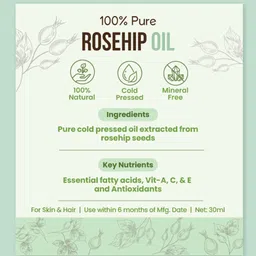 Nat Habit 100 % Pure Cold Pressed Rosehip Oil For Smooth & Glowing Skin- 30 ml image 4