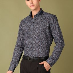 V-Mart Men Spread Collar Ethnic Motifs Printed Satin Formal Shirt-picture-9