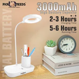 daily needs shop 3 Mode Rechargeable Touch Control Table Desk LED Light with Pen & Mobile Stand Study Lamp image 4