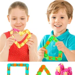pulsbery Wacky Tracks Snap & Click Fidget Blocks(Snake Track Chain)(72 Pcs)(Multicolor)-picture-13