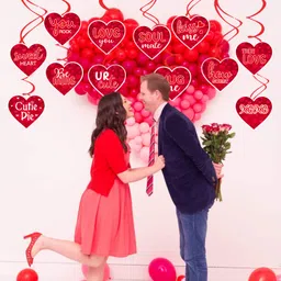 zyozique Red Happy Valentines Day Party Supplies Swirl Hanging (Pack Of 12) image 5