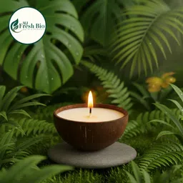 fresh bio Natural Coconut Shell Soy Wax Candle(Matt Bowl) | Round Shape-Coffee, 7WX9H Candle-picture-24