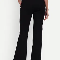 next one Women Flared Black Lycra Blend Trousers image 3
