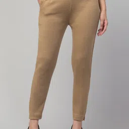 crown king garments Women Regular Fit Beige Wool Trousers image 1