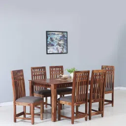 woodsworth from pepperfry Drusilla Sheesham Wood 6 Seater Dining Set In Scratch Resistant Rustic Teak Finish image 1