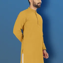 vebnor Men Solid Art Silk Straight Kurta image 5