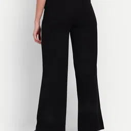 next one Women Loose Fit Black Lycra Blend Trousers image 2