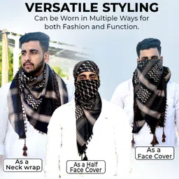 dulhan enterprises Checkered Cotton Blend Men Brown, Black Scarf image 4