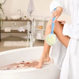 masox store 2-in-1 Bath Sponge Dourable Side Back Scrubber Brush Loofah With Handle L-76 image 3