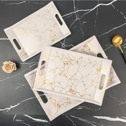 upc Melamine Multicolor Serving Tray, 3 Sizes (Small, Medium & Large) Golden Series Tray image 2