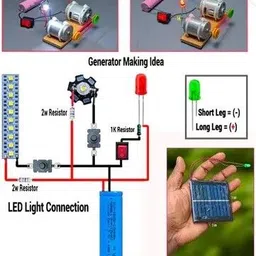 opulentsd Solar Panel, Gear Motor, 4v LED Light, Li-Battery & Other Science Project Kit Electronic Components Electronic Hobby Kit image 3