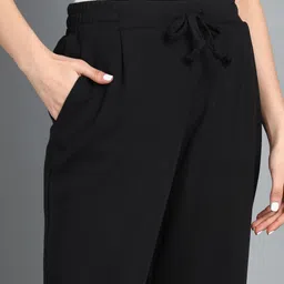 alan jones Women Relaxed Black Cotton Blend Trousers image 4