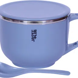 Jaypee Plus Stainless Steel Soup Container With Lid & Spoon Holder Souptok Blue Bowl, Spoon, Cup Serving Set-picture-11
