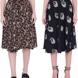 manat diva Women Printed A-line Multicolor Skirt image 1