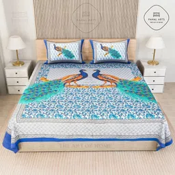 pahalarts Cotton Double Flat 144 TC Jaipuri Prints Bedsheet image 4