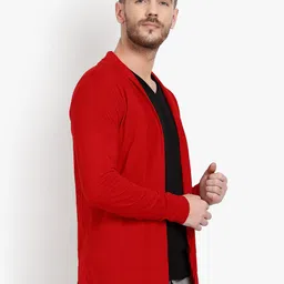 glampanda Men Jacket Style Full Sleeve Red Shrug image 4