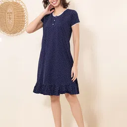 QUIRA Women Printed Round Neck Nightdress-image-86