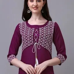 Milastru Ethnic Motifs Embroidered Thread Work Thread Work Kurti image 3
