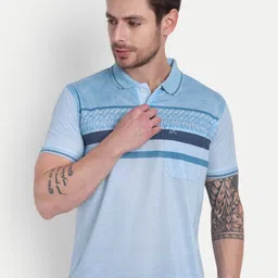 HAUTEMODA Printed Pure Cotton Polo Collar T-shirt-image-10