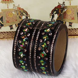 TAJ BRIDAL STORE Set Of 6 Kundan-Studded Bangles-picture-16
