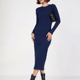 SASSAFRAS Women Long Sleeves Bodycon Midi Dress-picture-6