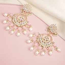 Peora Gold-Plated Stones & Beads-Studded Contemporary Chandbalis-picture-30