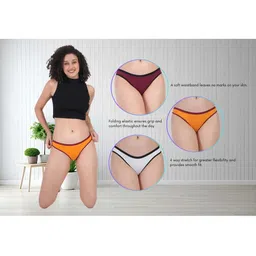 ORLIZEA Pack of 3 Women Low-Rise Cotton Blend Thongs image 3