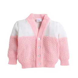 Little Angels Unisex Baby Colourblocked Woollen Cardigan Sweaters With Cap and Socks Set image 3