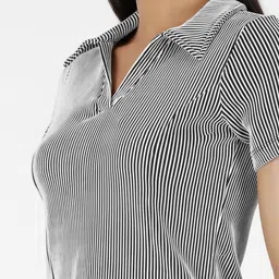 glitchez Vertically Striped Shirt Collar Regular Top image 3