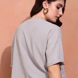 CORSICA Round Neck Longline Textured Oversized Top image 2