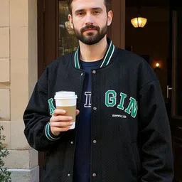 Mast & Harbour Men Collarless Typography Printed Bomber Jacket image 3