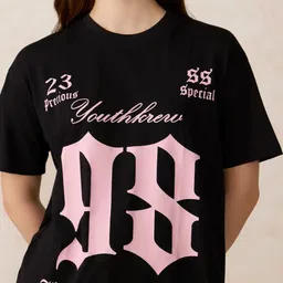 Outzidr Varsity Printed Round Neck Cotton Relaxed Fit T-shirt image 3