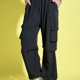 DIMPY GARMENTS Women Relaxed Loose Fit High-Rise ParachuteTrousers-image-63