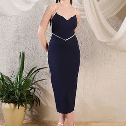 ZYNG Women Shoulder Straps Sheath Midi Dress-picture-37