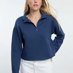 Trendyol Women Mock Collar Pullover Crop Sweatshirt-picture-19