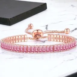 DressBerry Women American Diamond Enamelled Rose Gold-Plated Wraparound Bracelet-picture-10