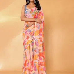 Janasya Women Georgette Tropical Printed Saree With Unstitched Blouse Piece-image-85