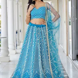 Zeel Clothing Embellished Sequinned Semi-Stitched Lehenga & Blouse With Dupatta-picture-21