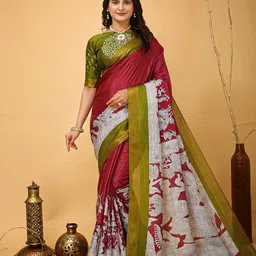 DIVASTRI Ethnic Motifs Printed Zari Banarasi Saree-image-78