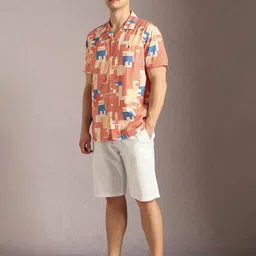 Louis Philippe Jeans Printed Spread Collar Short Sleeves Cotton Slim Fit Shirt image 2