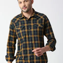 SNX Men Buffalo Checked Spread Collar Pure Cotton Casual Shirt-picture-28