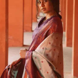 TURITY Women Ethnic Motifs Regular Chanderi Cotton Kurta with Trousers & With Dupatta image 2