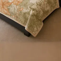 Signature Green & Off White Floral Print Mild Winter 380 GSM Double Bed Blanket image 3