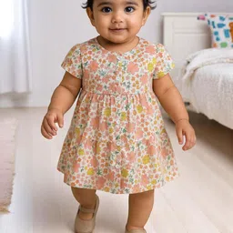 Nuego Kids-Girls Floral Print Ruffled A-Line Dress-picture-39