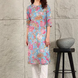W Women Floral Printed Flared Sleeves Sequinned Kurta-picture-21