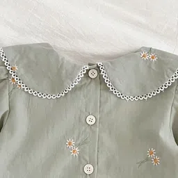 LULU & SKY Peter Pan Collar Puff Sleeve A-Line Midi Dress image 4