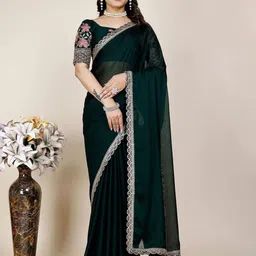 K 5 Fashion Embroidered Pure Chiffon Saree-picture-35