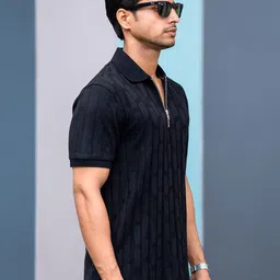 Maniac Self Design Polo Collar Cotton Regular Fit T-shirt image 4