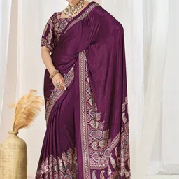RegalDrapes Paisley Satin Saree-image-9